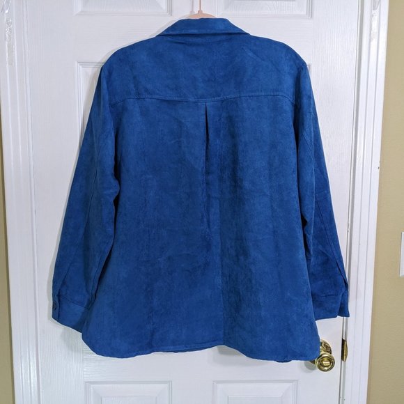Draper's & Damon's Blue Microsuede Button Up Round Hem Shacket - size 1X NWOT - Picture 3 of 14